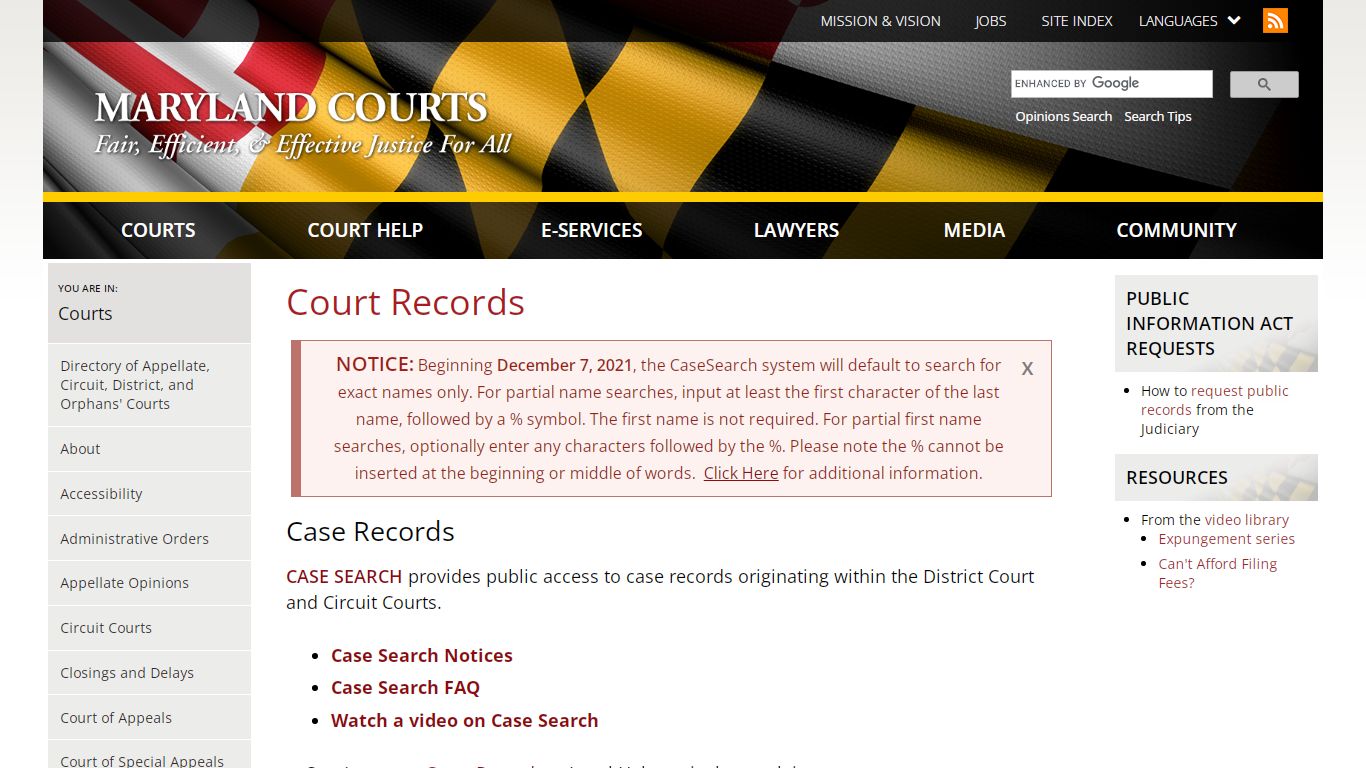 Court Records | Maryland Courts